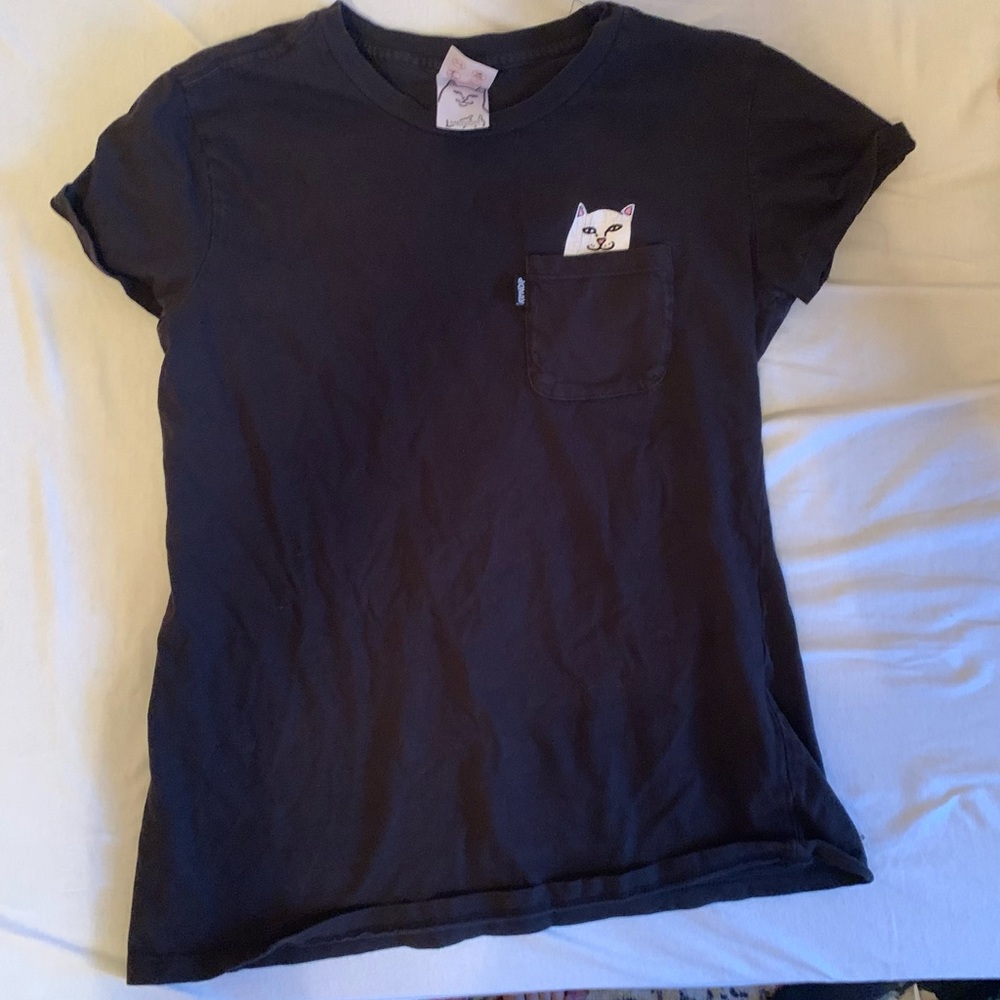 Zumies RipNDip black t shirt with cat, medium